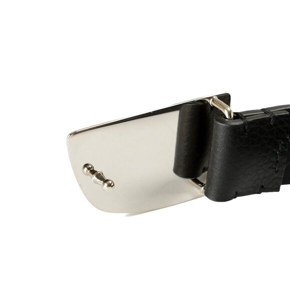 Burberry "Shield Brushed" Black Leather Buckle Decorated Belt US 40 IT 100 - Picture 4 of 5